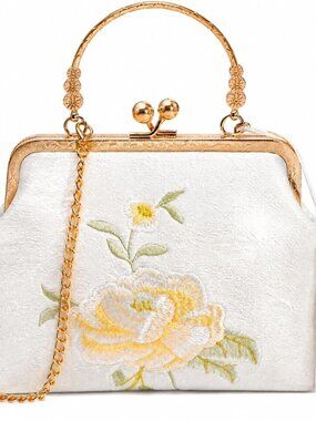 Embroidered Clutch Purse, Women Floral Evening Bag